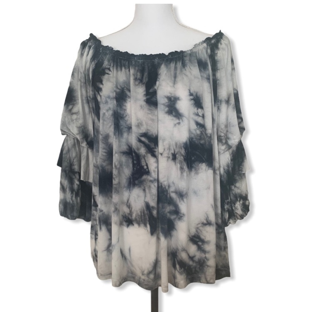 7 For All Mankind Ruffle Sleeve Tie Dye Top